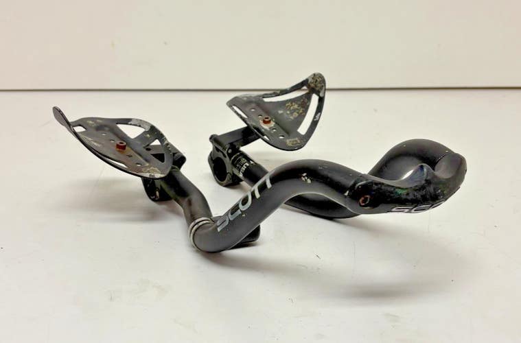 Vintage 1990s SCOTT 250mm Black Aluminum Clip-On Aerobar 26mm Clamp Diameter