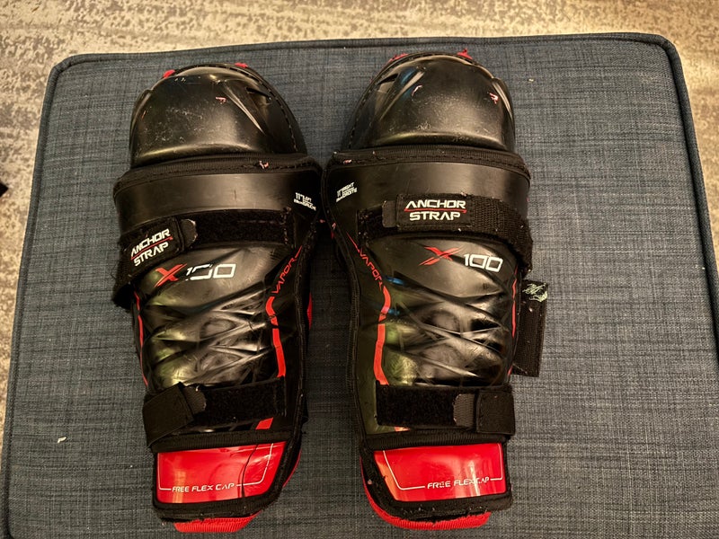 Bauer Vapor X100 11” Junior Hockey Shin Guards - Good Condition