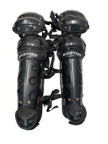 Used Easton NATURAL BLK ADULT SHINGUARDS Catchers Leg Guards Black Intermed 11835-S000198780