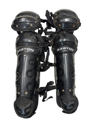 Used Easton NATURAL BLK ADULT SHINGUARDS Catchers Leg Guards Black Intermed 11835-S000198780