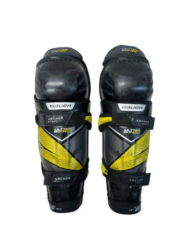Used Bauer ULTRA SONIC Youth Shin Guards Black And Gold 10" 11835-S000198808