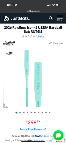 2026 Rawlings Icon Composite USSSA Certified Bat (-5) 26 oz 31" (New)