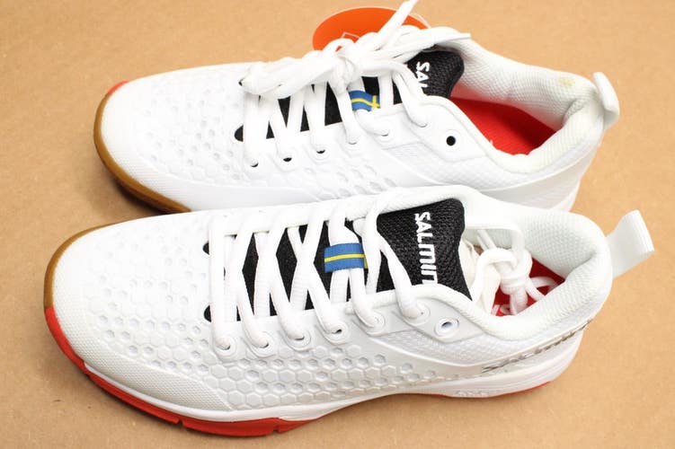 *NEW W/DEFECT* WOMEN SALMING EAGLE INDOOR / SQUASH SHOES (WHITE / RED) SZ 6.5