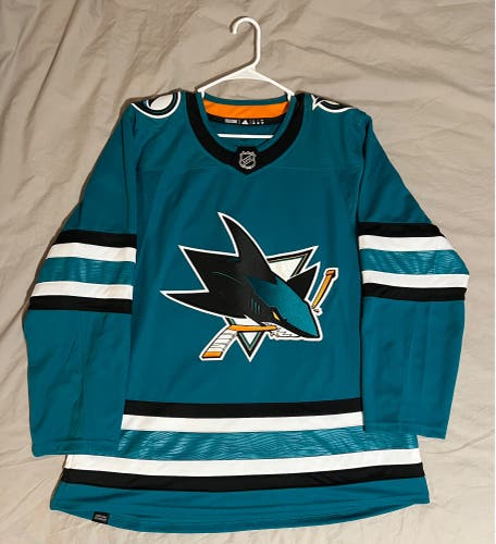 San Jose Sharks Adidas Teal Home Primegreen Authentic Jersey Size 54 NWT