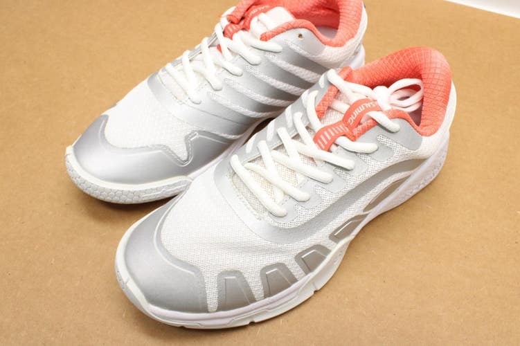 NEW W/O BOX WOMEN SALMING RECOIL KOBRA INDOOR / SQUASH SHOES (WHT/CORAL) SZ 7