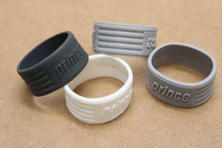 PRINCE (TRADITIONAL STYLE) RUBBER GRIP BAND FOR TENNIS RACQUETS (USED) QTY: 4