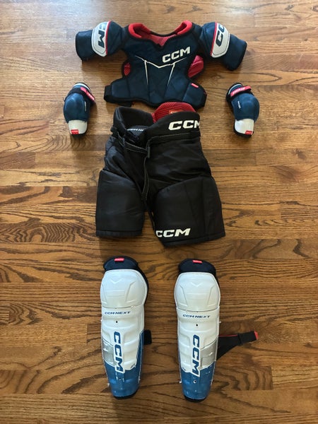 CCM Next Hockey Shoulder (Youth L)/Elbow (Youth L) /Shin Pads (10") & Pants (Youth L) (Used)