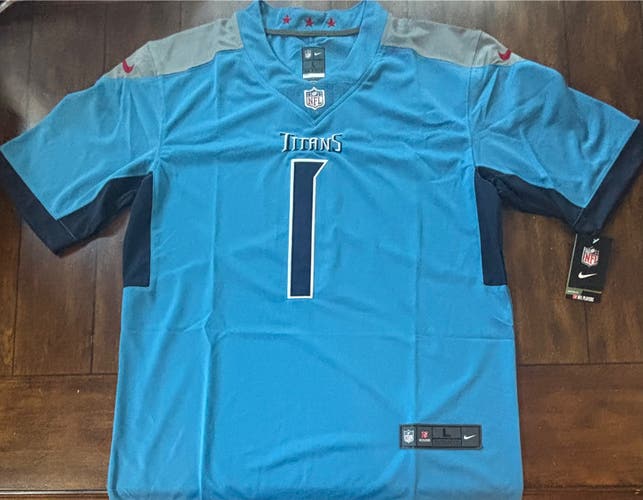 Cam Ward Tennessee Titans Light Blue /Home Jersey Size Large New with Tags