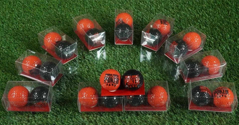 2 DOZEN WSOP WORLD SERIES OF POKER CAESARS ENTERTAINMENT GOLF BALLS RED BLACK