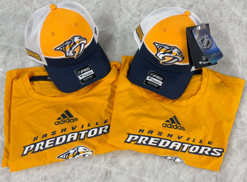 BUNDLE : Nashville Predators 2 Hats, and 2 Shirts