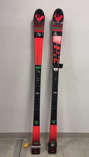 Men's Rossignol HERO ATHLETE FIS SL 165 cm Racing Skis WITH BINDINGS (Used)