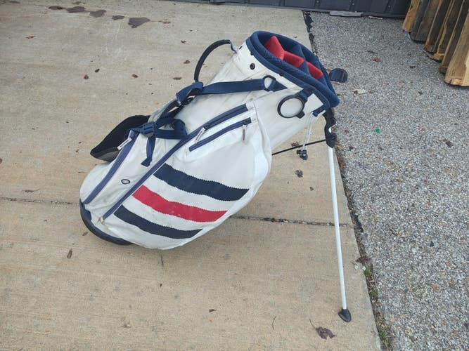 Adidas Dual Strap Golf Stand Bag White/Red/Blue w Raincover
