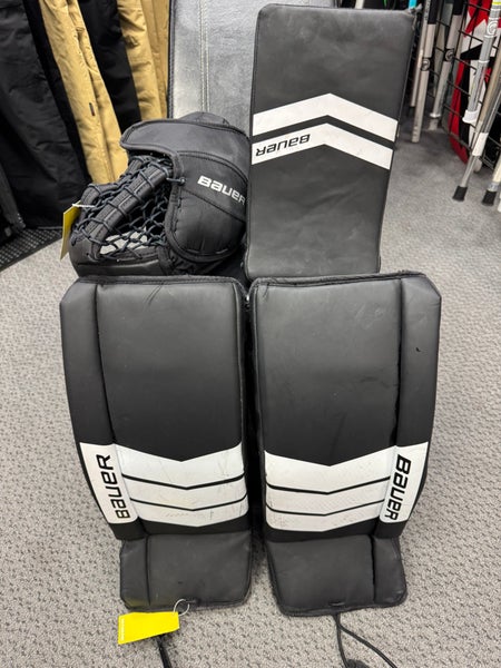 24" Bauer Learn to Save Regular Youth Ice Hockey Goalie Full Set (Used) catcher blocker leg pads