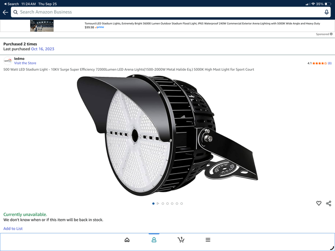 (New) 500 Watt LED stadium lights