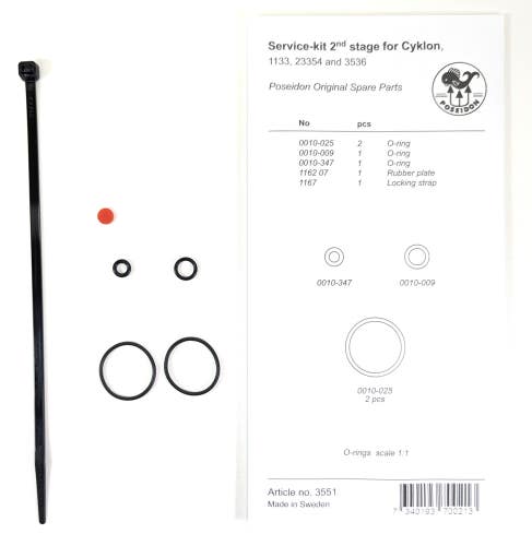 Poseidon Cyklon Service Rebuild Kit 2nd Stage Scuba Dive Regulator 3551   #5622