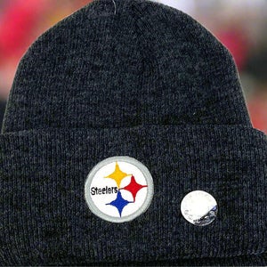 Pittsburgh Steelers Vintage Late '90s NFL AFC Dark Gray NOS Cuffed Logo Knit Hat (New)