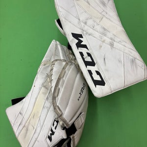 White Junior CCM Extreme Flex E5.9 Goalie Glove & Blocker Regular