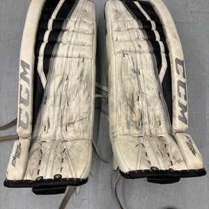 MEASURE White 32" Senior CCM Extreme Flex II Goalie Leg Pads Pro Stock (Used)