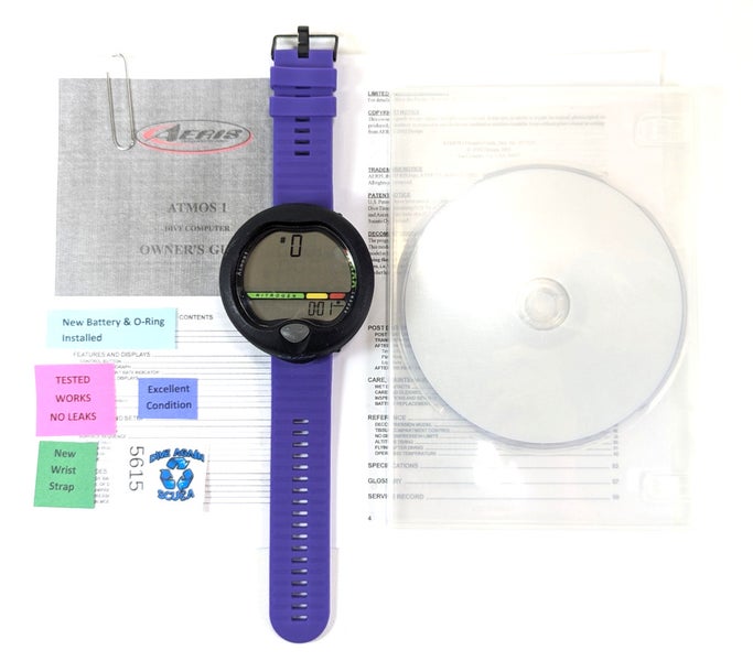 Aeris Atmos 1 Air Scuba Dive Wrist Computer Atmos 1 Purple Strap + Manual  #5615