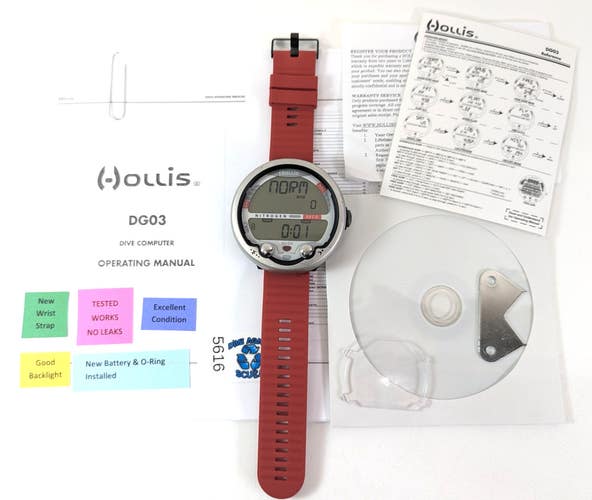 Hollis DG03 Wireless Hoseless Wrist Scuba Dive Computer Air Integrated Nitrox