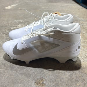 White Men's Size M 12.0 (W 13.0) Adult Nike Alpha Menace Pro 4 Mid Top Cleats Molded Cleats (New)