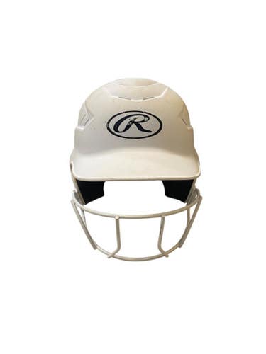 Used Rawlings WALRCFHMSBFG Batting Helmet w/Mask White SM 11706-S000364513