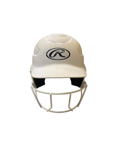 Used Rawlings WALRCFHMSBFG Batting Helmet w/Mask White SM 11706-S000364513