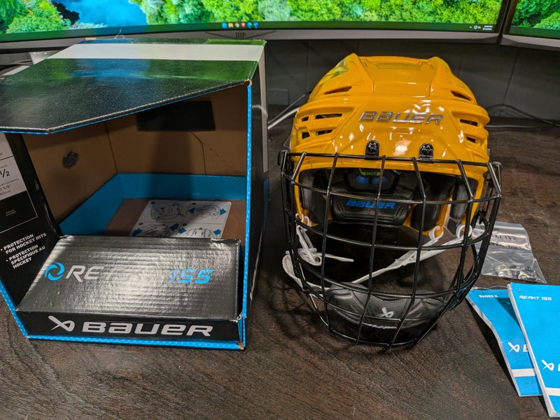 Medium Bauer Re-Akt 155 Helmet (New) Yellow with cage