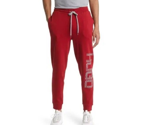 HUGO Doarkus Cotton Joggers In red burgundy Grey men S unisex W29"-38"