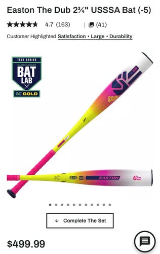 2026 Easton Dub Composite USSSA Certified Bat (-5) 26 oz 31" (New)