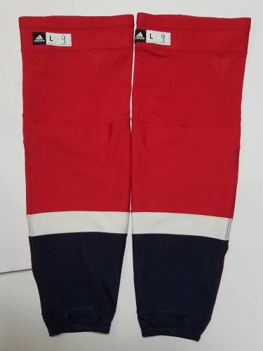 Dmitry Orlov Washington Capitals Adidas Red w/Blue Pro Hockey Game Socks Large