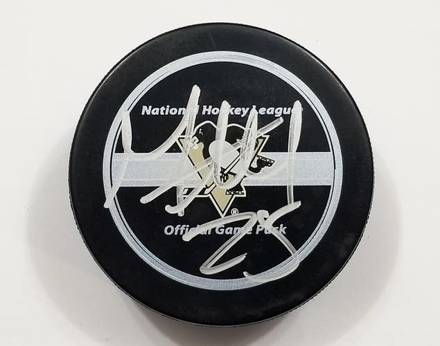 MAX TALBOT Autographed CUP YEAR Penguins Signed NHL Hockey Game Puck