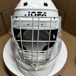 VINTAGE WHITE JOFA ARTURS IRBE HOCKEY GOALIE MASK SAN HOSE SHARKS WITH RARE 260.51 CAGE