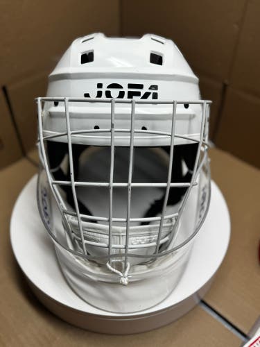 VINTAGE WHITE JOFA ARTURS IRBE HOCKEY GOALIE MASK SAN HOSE SHARKS WITH RARE 260.51 CAGE