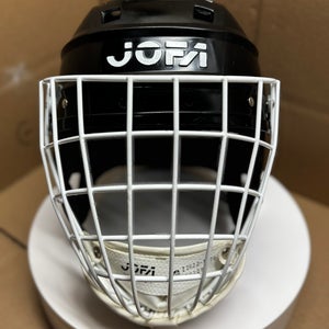 VINTAGE SENIOR BLACK JOFA ARTURS IRBE HOCKEY GOALIE MASK SAN HOSE SHARKS AND 260.51 JOFA CAGE