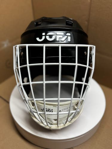 VINTAGE BLACK JOFA ARTURS IRBE HOCKEY GOALIE MASK SAN HOSE SHARKS AND 260.51 JOFA CAGE