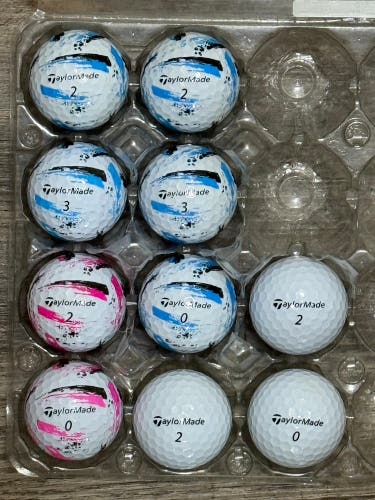 10 TaylorMade SpeedSoft Golf Balls - 7 with Ink Design - 5A MINT CONDITION