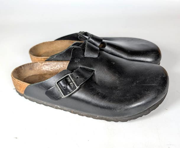Birkenstock Boston Black Leather Clog Shoes Slip On Size: 40 / 9