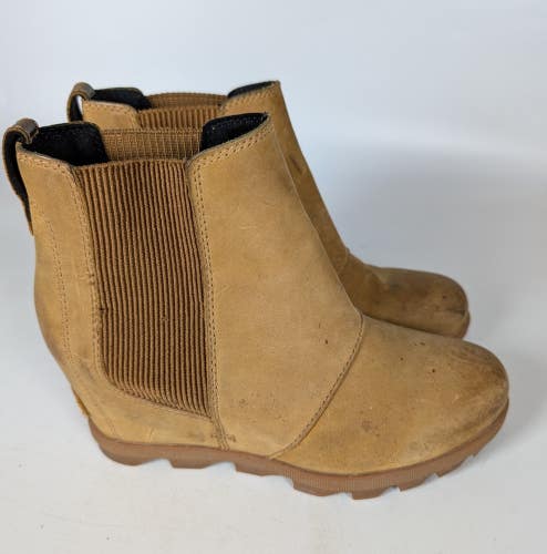 Sorel Women's Joan of Arctic Wedge III Chelsea Bootie Brown Leather Size: 6