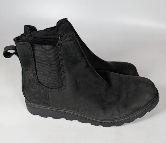 Sorel Ainsley Chelsea Boots Black Leather Booties Pull On Shoes Womens Size 7.5