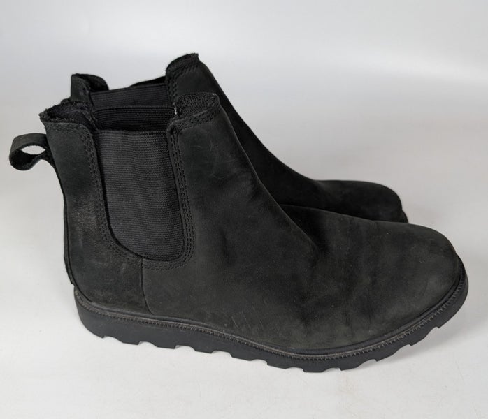 Sorel Ainsley Chelsea Boots Black Leather Booties Pull On Shoes Womens Size 7.5