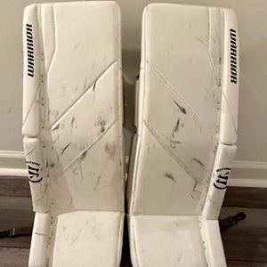 28"+1 Warrior Ritual G7 Goalie Junior Leg Pads (Used) White/White