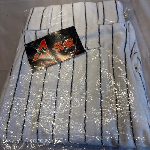 Adult Large White/Dark Green Pinstripe All Star Baseball Pants - NEW WITH TAGS