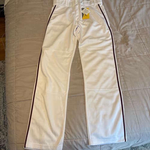 Easton Make Medium White/Maroon Piping Baseball Pants - NEW WITH TAGS