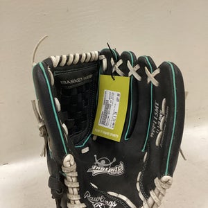 Used Rawlings WFP115MT RH Throw Fastpitch Gloves Black And Sky Blue 11 1/2" 11725-S000492568