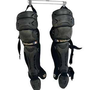 Used Wilson 12-15 SHIN GUARDS Catchers Leg Guards Black Intermed 11692-S000142119