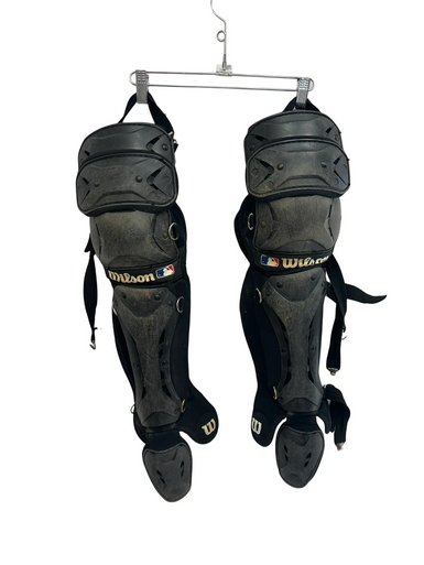 Used Wilson 12-15 SHIN GUARDS Catchers Leg Guards Black Intermed 11692-S000142119