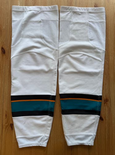 San Jose Sharks White Sr Large Adidas hockey Socks Pro Stock (Used)