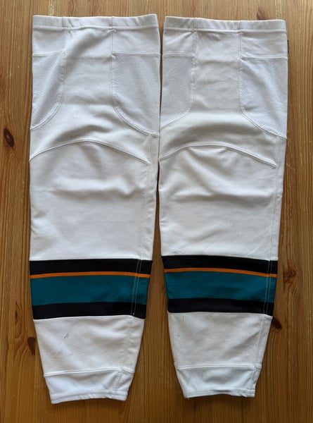 San Jose Sharks White Sr Large Adidas hockey Socks Pro Stock (Used)
