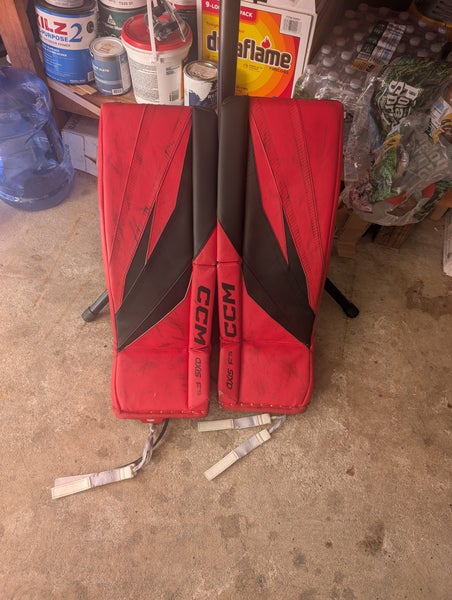 2024 30"+1 CCM Red and Black Axis F5 Goalie Leg Pads (Used)